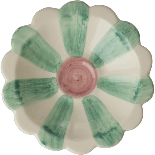 Rice Flower Dipskål Med Håndmalte Striper Soft Green