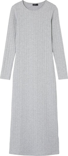 LMTD Kjole I/e Rib NlfLunne Light Grey Melange LMTD 14 år 164 Kjole Grå