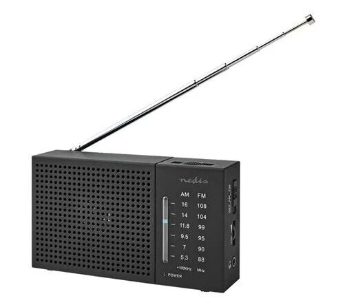 Nedis Bærbar FM/AM Radio med Hodetelefonutgang - Analog Sort Nedis Bærbar FM/AM Radio med Hodetelefonutgang - Analog Sort