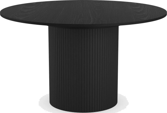 Kopparbo Rundt Spisebord 130 cm Utvidbart med tilleggsplate - Svart Tre / Riflet