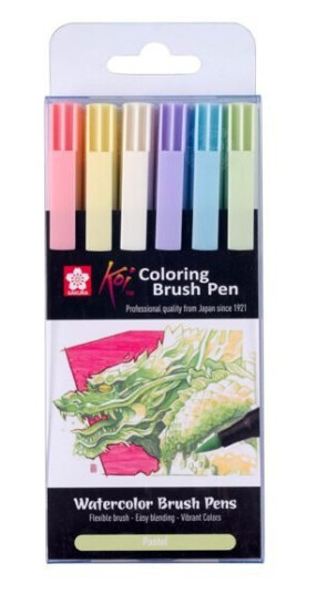 Penselpenn KOI Coloring sett 6stk pastel Penselpenn KOI Coloring sett 6stk pastel