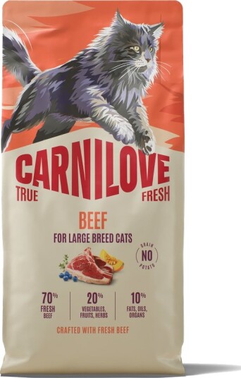 Carnilove True Fresh Adult Large Cat Tørrfôr Okse 2x6kg Carnilove True Fresh Adult Large Cat Tørrfôr Okse 2x6kg