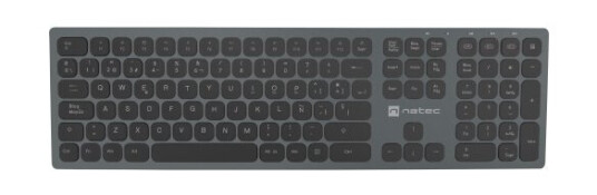 Natec Nkl-1830, Full-Size (100%), Rf Trådløs + Bluetooth, Membrannøkkelbryter, Qwerty, Sort, Grå