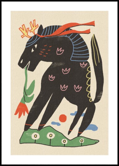 Mythical Horse with Flower Plakat / 100x150