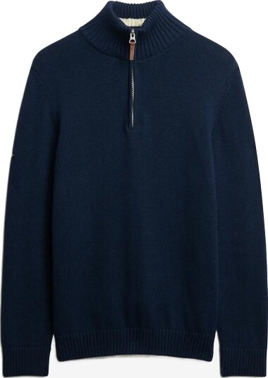 Superdry Cotton Classics Knit Henley   INDIGO BLUE MARL   S