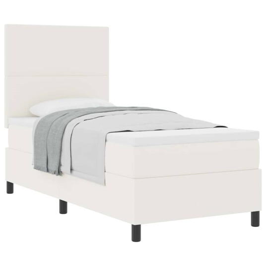 Box Spring Seng med Madrass Krem 80x200 cm Kordfløyelstoff