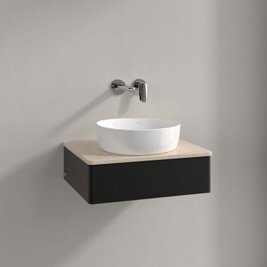 Villeroy & Boch Antao Servantskap med 1 skuff 60x50x19 cm m/lys Sort Matt/Crème