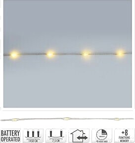 Ki Lyslenke wire 192ledlys varmhvit batteridrevet ip44 14,5m