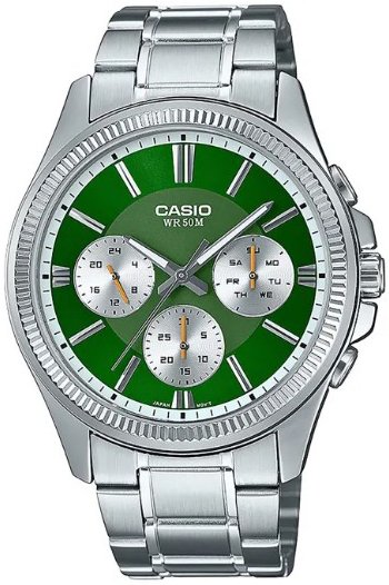 Casio Herreklokke MTP 1375PD 3AVEF Grønn/Stål Ø42 mm