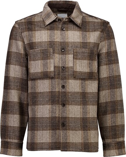 Lindbergh Brushed Check Overshirt Brown S