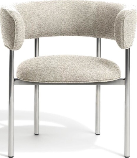 Møbel Copenhagen Furniture Copenhagen Font Spisestol med Armlener Beige Boucle Elle 0200/polert Stålramme