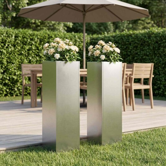 vidaXL Hageblomsterpotte 2 stk. Sølv 20 x 20 x 75 cm Rustfritt stål