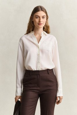 Gant Pinstripe Back Fold Detail Shirt   White   34