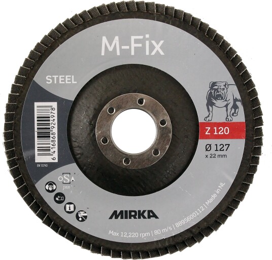 Mirka M-FIX, 127 x 22 mm vinklet lamellrondell, ZIR, korn 120