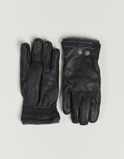 Hestra Utsjö Fleece Lined Buckle Elkskin Glove Black