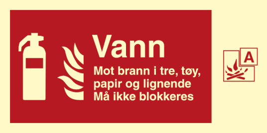 Vannslokker Brannskilt Etterlysende plast 100 x 200 mm