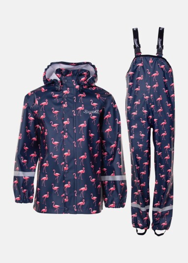 Blount & Pool Monsoon Rain Set Jr Navy Flamingo 110 Regnjakker Blount & Pool Monsoon Rain Set Jr Navy Flamingo 110 Regnjakker