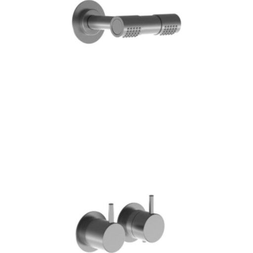 Vola 5281D Dusjtermostat, med dobbel hodedusj, rosett, rustfritt Stål