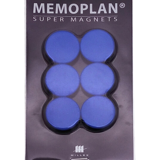 MILLEX MEMOPLAN MAGNET 6STK BLÅ Ø25MM