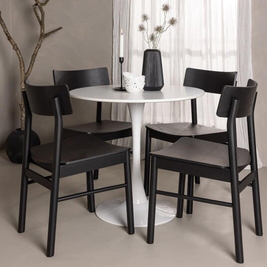 Spisegruppe Venture Home Hamden Ø80 cm med 4 Montros Stoler