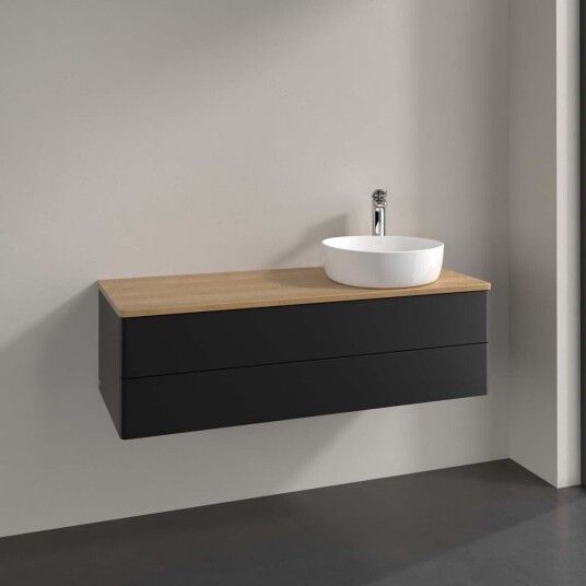 Villeroy & Boch  Antao Servantskap med 2 skuffer 120x50x36 cm m/lys Sort Matt/Eik