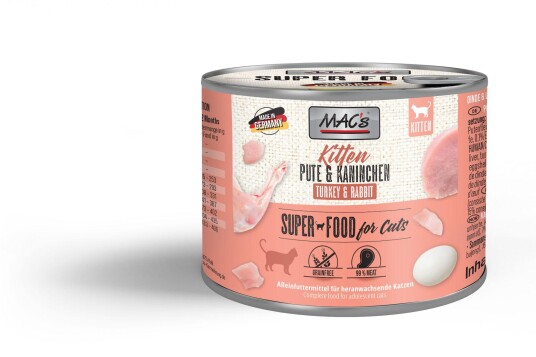 Mac'S Super Food For Kittens Kalkun Og Kanin 6X200G Våtfôr