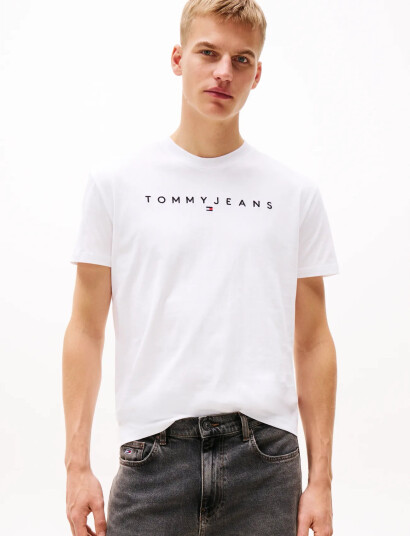 Tommy Jeans Tjm Reg Linear Logo Tee Ext White M