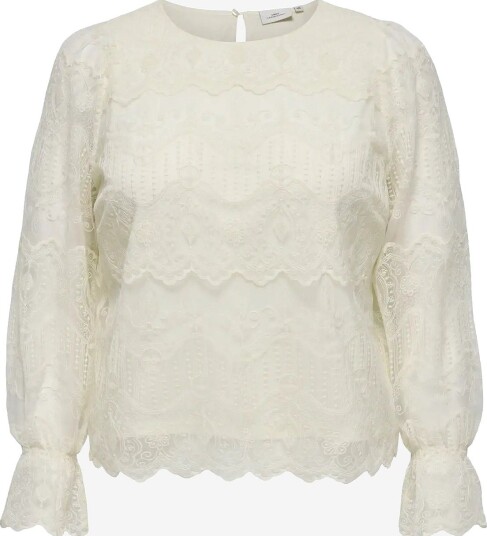 ONLY Carmakoma Carzenna L/S Lace O Neck Top Wvn   CLOUD DANCER   46