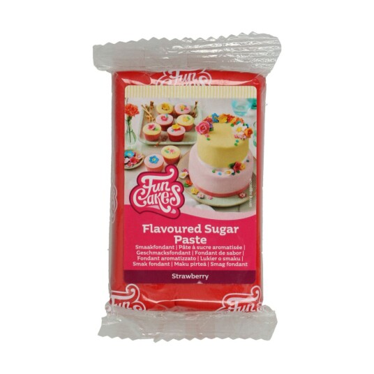 Rød Fondant Med Jordbærsmak Fra Funcakes 250g Rød Fondant Med Jordbærsmak Fra Funcakes 250g