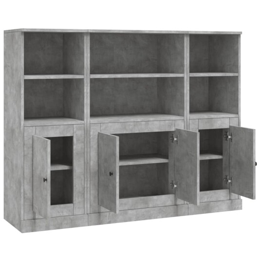 vidaXL Highboards 3 stk betonggrå konstruert tre