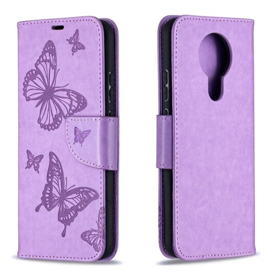 INCOVER Nokai 3.4 PU Skinndeksel m. Lommebok - Sommerfugl Motiv - Lilla