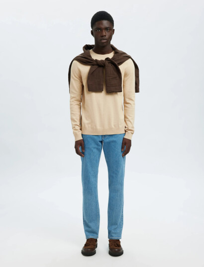 Selected Slhberg Crew Neck Noos - Beige - S
