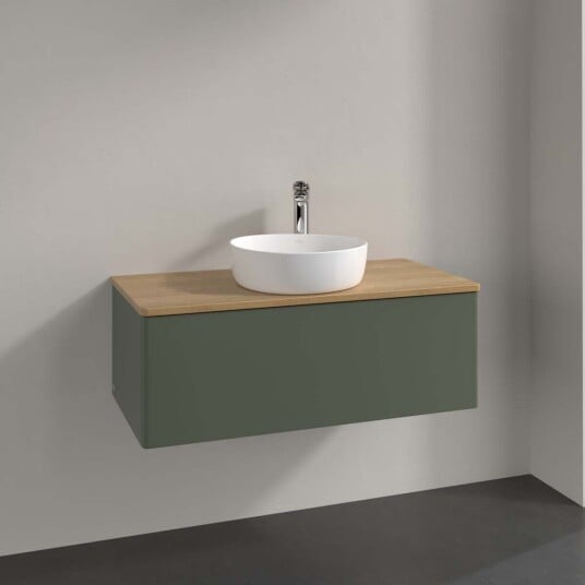 Villeroy & Boch  Antao Servantskap med 1 skuff 100x50x36 cm m/lys Grønn Matt/Eik