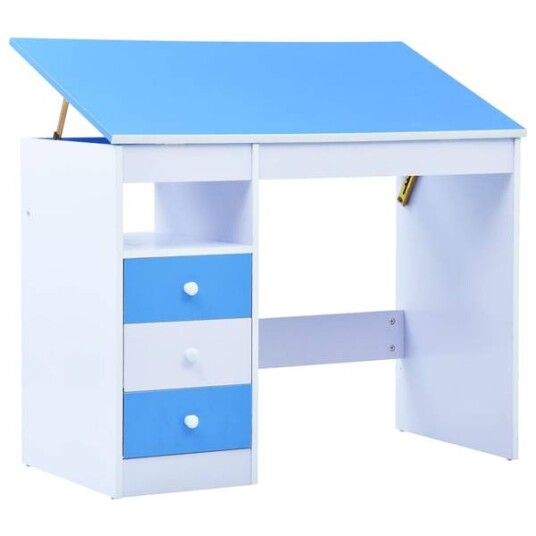 Tegnebord/skrivebord for barn - blå og hvit