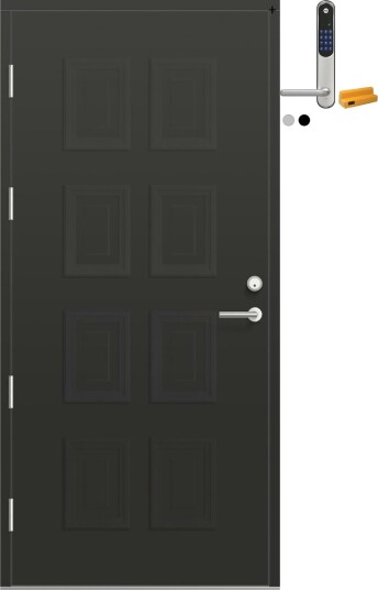 Ytterdør Bygg1 Fjord 01 med Yale Entrus BxH: 100x210 cm, Høyre, RAL 7016, Antrasitt, Yale Sølv