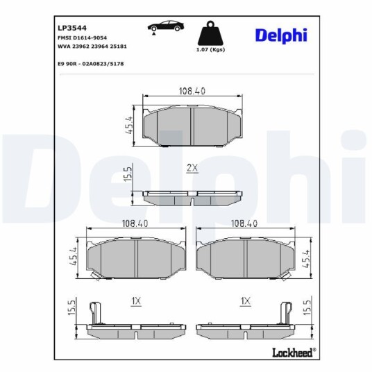 Bremseklosser DELPHI LP3544 Bremseklosser DELPHI LP3544