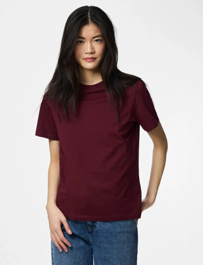 Pieces Pcria Ss Solid Tee Jrs Noos Bc Burgundy XXL