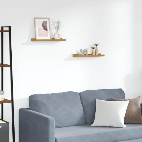 Vegghylle med hylle 2 pcs Beige 40 x 9 x 3 cm Konstruert tre Vegghylle med hylle 2 pcs Beige 40 x 9 x 3 cm Konstruert tre