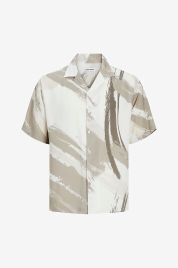 Jack & Jones Plus Skjorte jjJeff Abstract Print Resort Shirt Brun