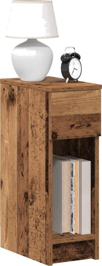  Nattbord med skuff gammelt tre 20x36x60 cm 8721158575883