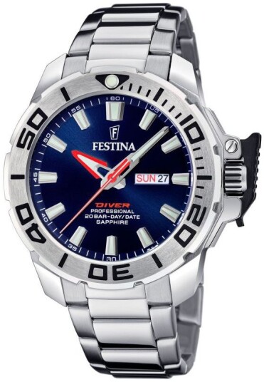 Festina Herreklokke F20665 1 Diver Blå/Stål Ø46.3 mm Festina Herreklokke F20665 1 Diver Blå/Stål Ø46.3 mm