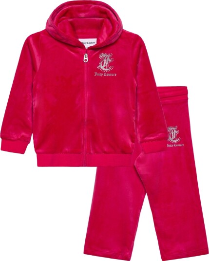 Juicy Couture Glitter Print Zip Thru & Jog Set Pink 92