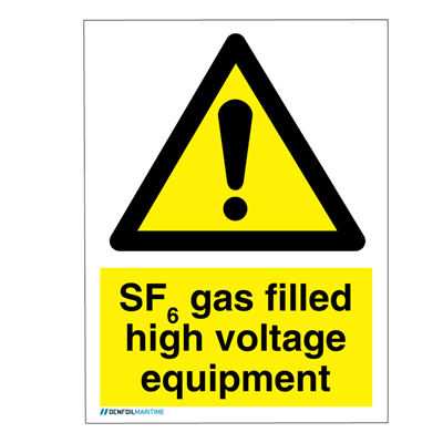 Jo Safety Danger SF6 gas Photoluminescent self adhesive vinyl 200 x 150 mm IMO Hazard and Warning sign 107127PVNM