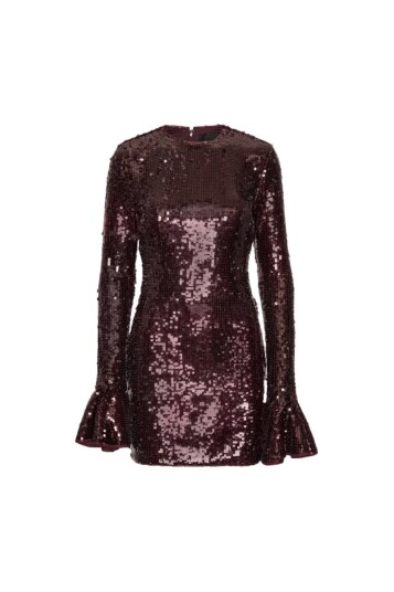 Rotate Sequins Ls Mini Dress Kjole Burgunder 34