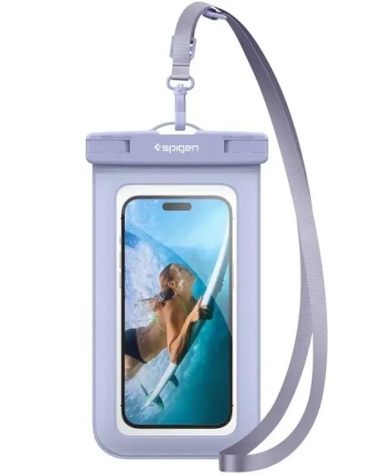 Spigen A601 Universell Vanntett Deksel - Lilla / Gjennomsiktig (Maks. Mobil: 163 x 90 mm)