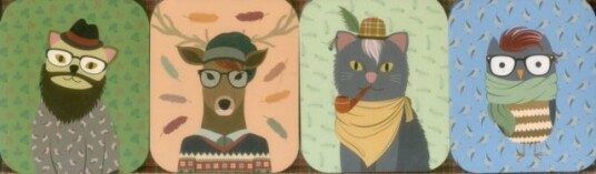 Pocket Note Set of 4 Mini Pads: Hipster Animals Pocket Note Set of 4 Mini Pads: Hipster Animals