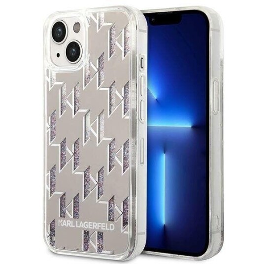 Karl Lagerfeld Klhcp14slmnms Iphone 14 6.1" Hardcase Sølv/Sølv Flytende Glittermonogram