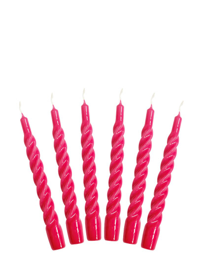Kunstindustrien Twisted Candles 6 Piece Box   Pink   ONE SIZE