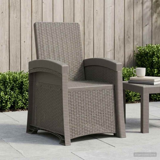 vidaXL Lenestol for hage med rattan look Lysegrå PP
