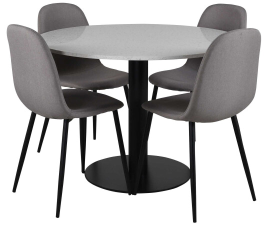 Venture Design Razzia & Polar spisegruppe Hvit/grå 4 st stoler & bord 106 cm